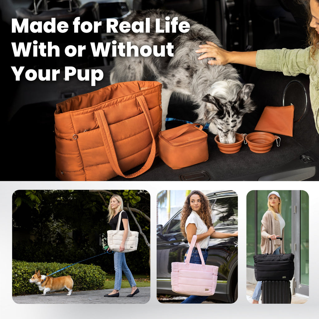Puffer Dog Travel Tote for Dog Moms