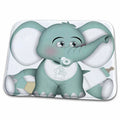 Dish Drying Mat - Cute Teal and White Baby Elephant With Pacifier and Bib Illustration Animals