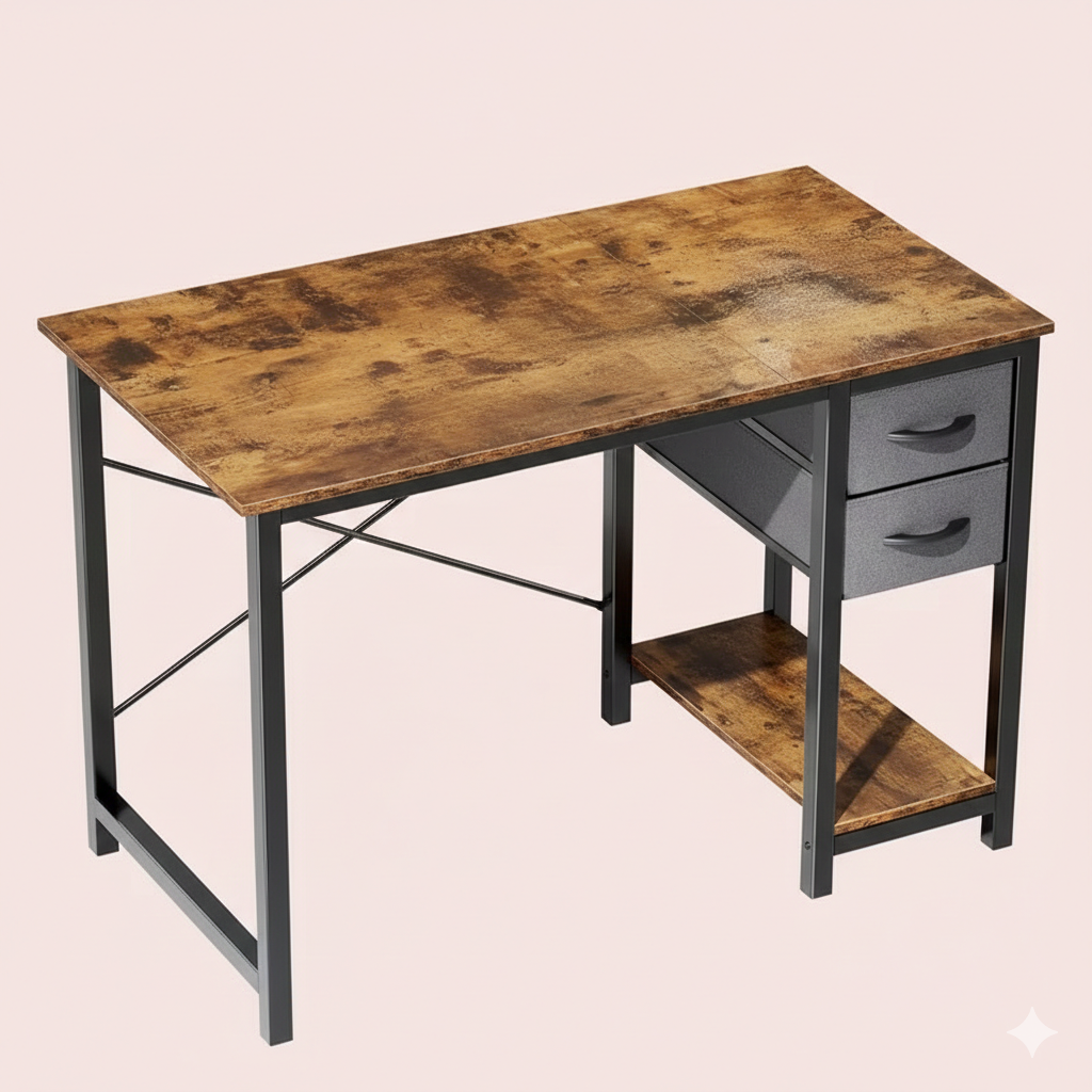40/47" Computer Desk with Fabric Drawers