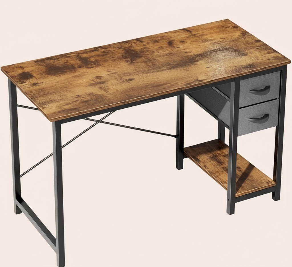 40/47" Computer Desk with Fabric Drawers