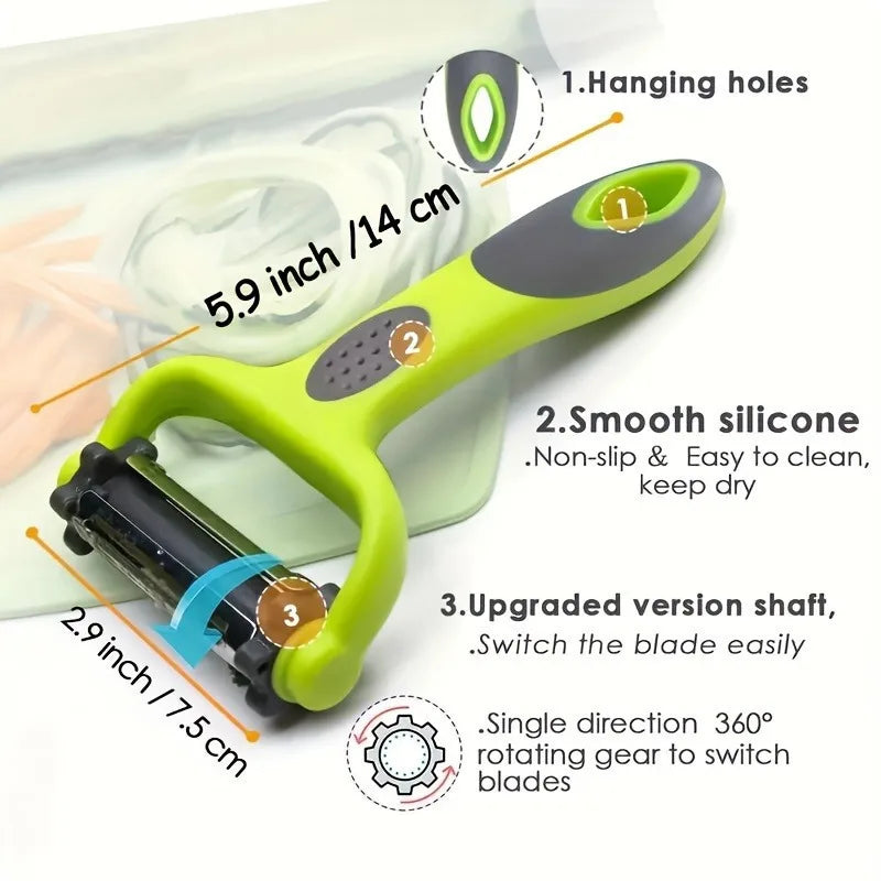 3-in-1 Fruit & Vegetable Peeler, Grater & Shredder