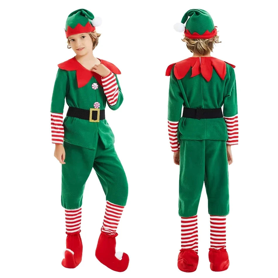 Kids Christmas Elf Costume Set