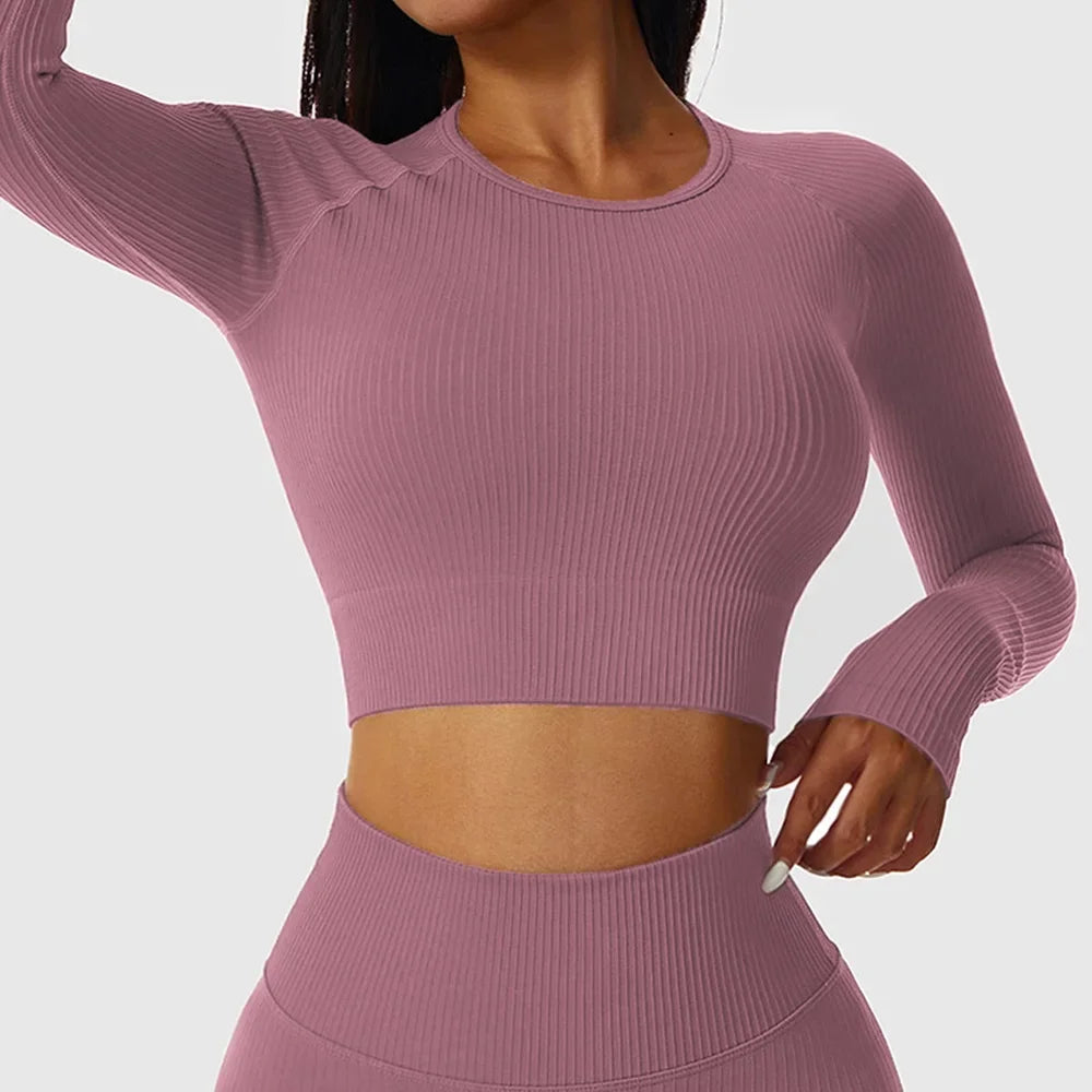 Women’s Long-Sleeve Crop Gym & Yoga Top