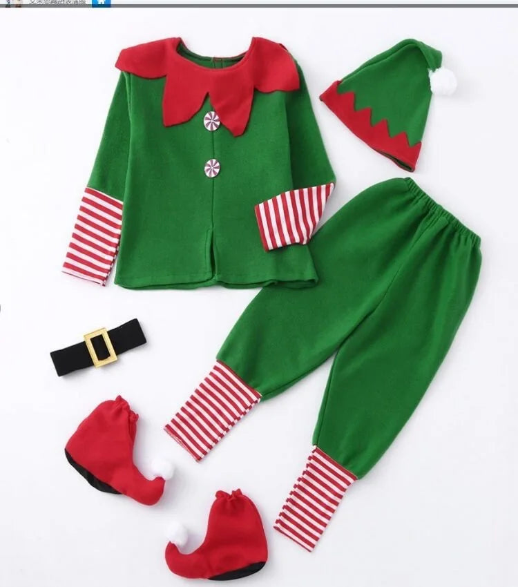 Kids Christmas Elf Costume Set