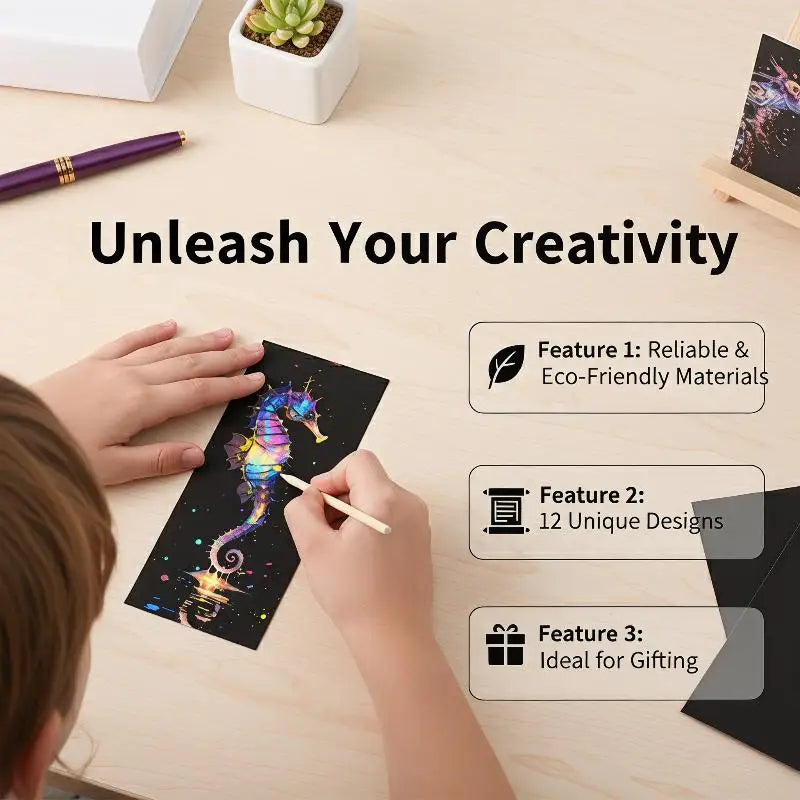Kids Scratch Art Bookmark Set – 12 Pieces