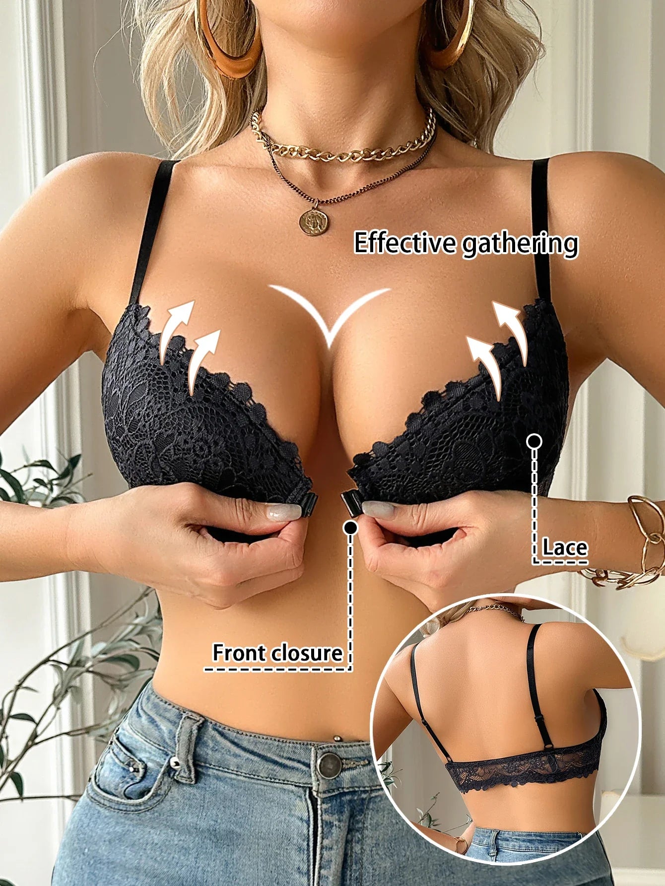 Front-Clasp Lace Push-Up Bra