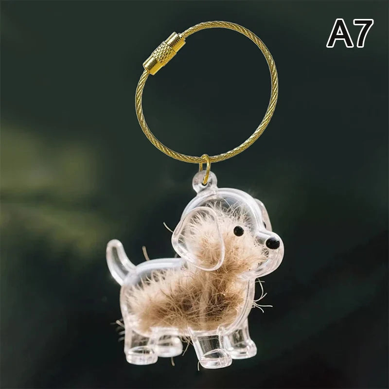 Clear Pet Hair Memorial Capsule Keychain