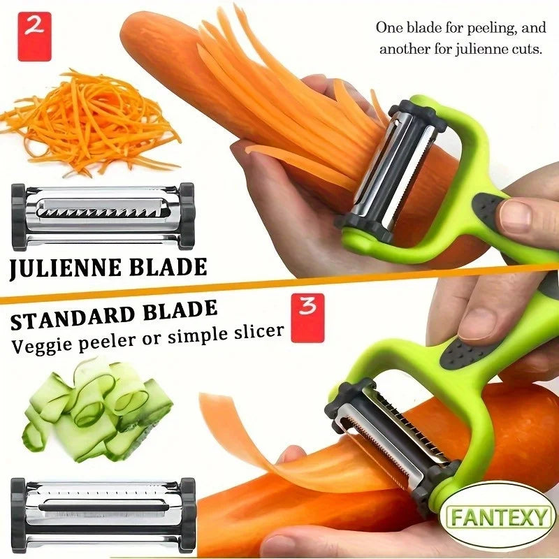 3-in-1 Fruit & Vegetable Peeler, Grater & Shredder