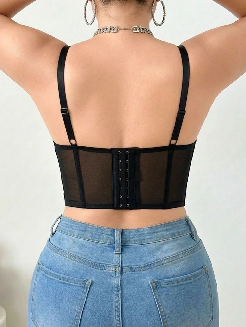 Floral Embroidery Longline Support Bra
