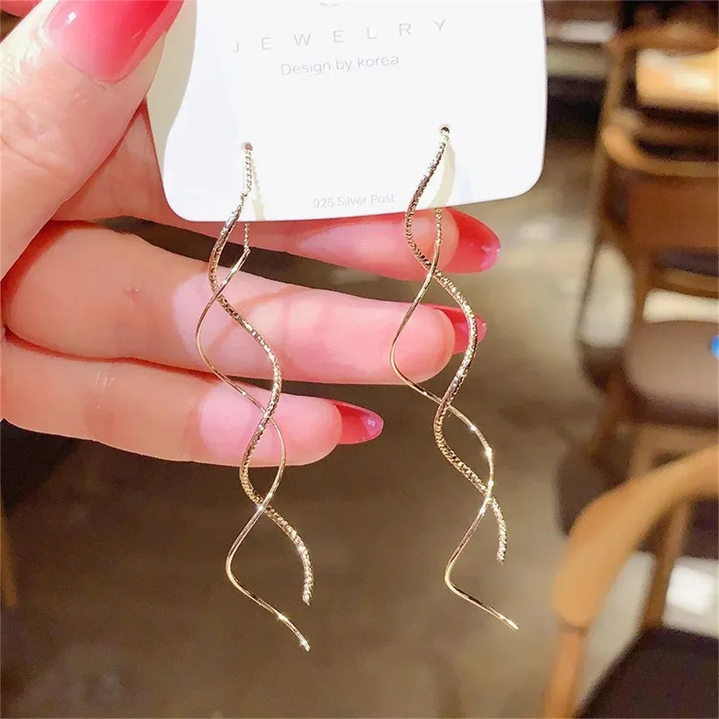 Wave Fringe Tassel Drop Earrings