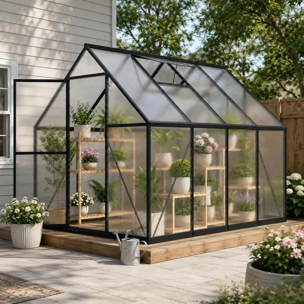 6×8 ft Walk-In Polycarbonate Greenhouse