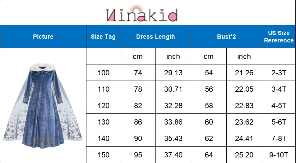 Girls Snow Queen Costume Dress
