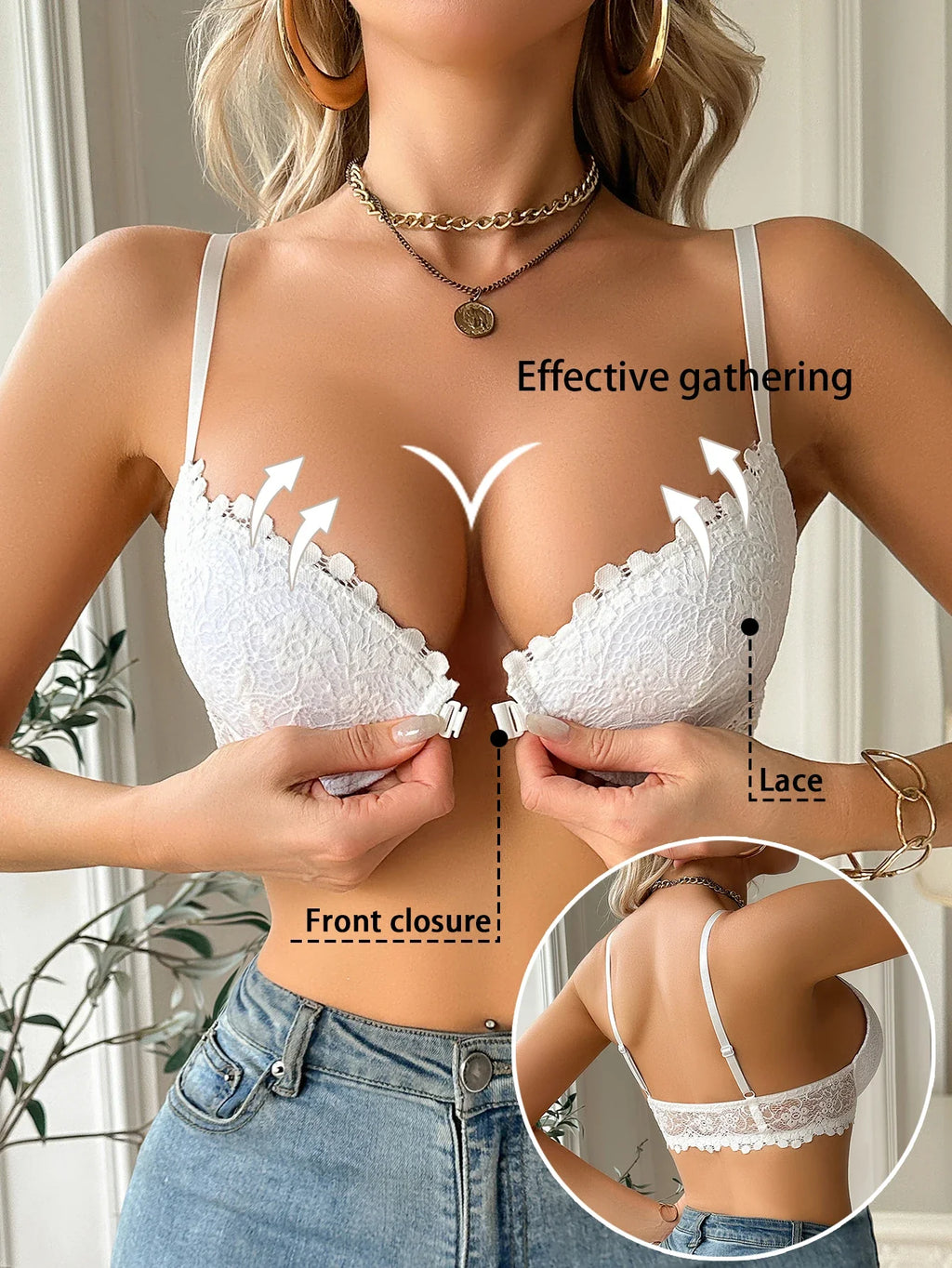 Front-Clasp Lace Push-Up Bra