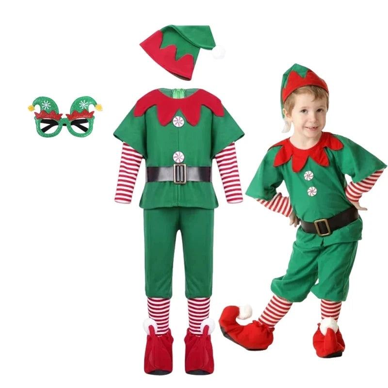 Kids Christmas Elf Costume Set