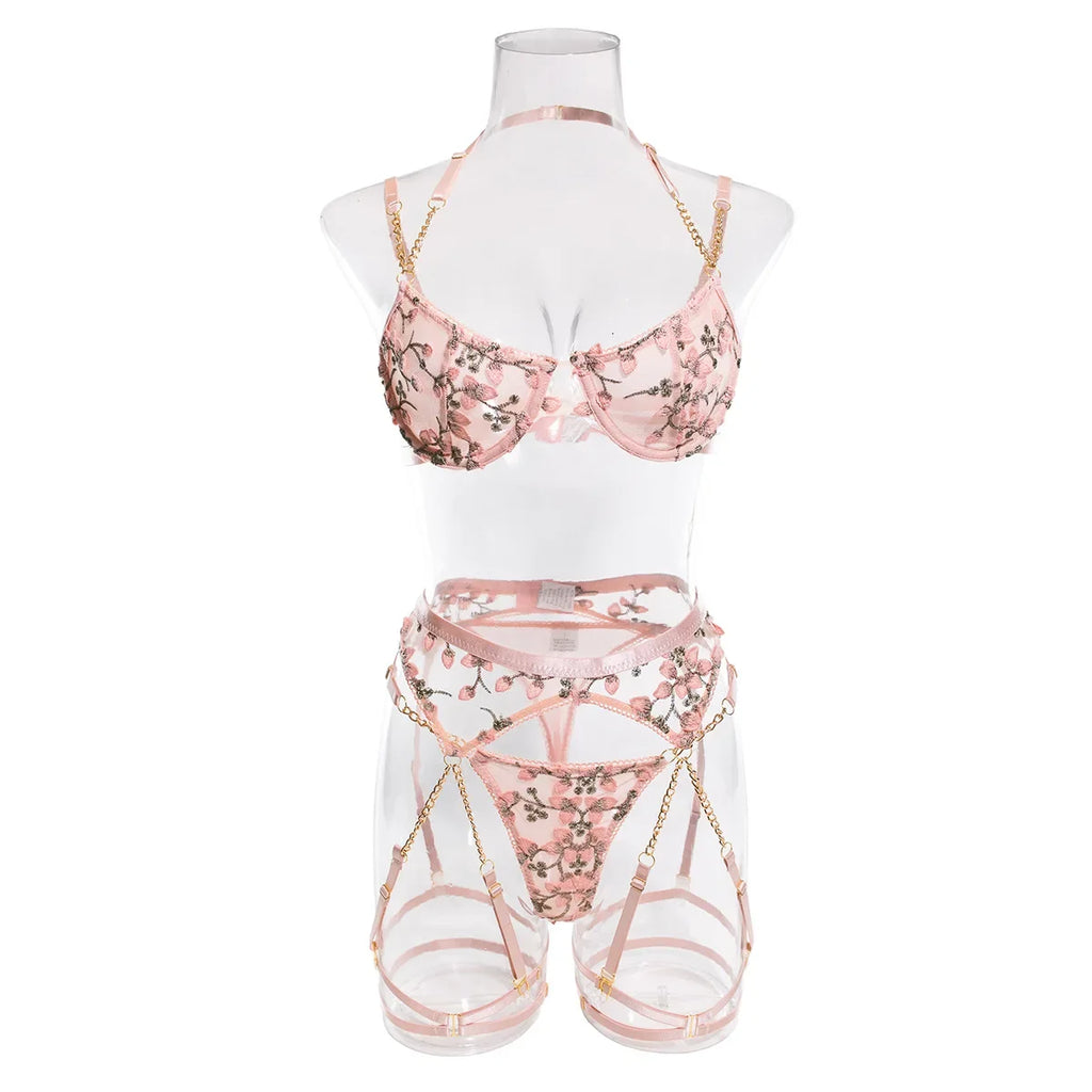 Floral Embroidered 2-Piece Lingerie Set
