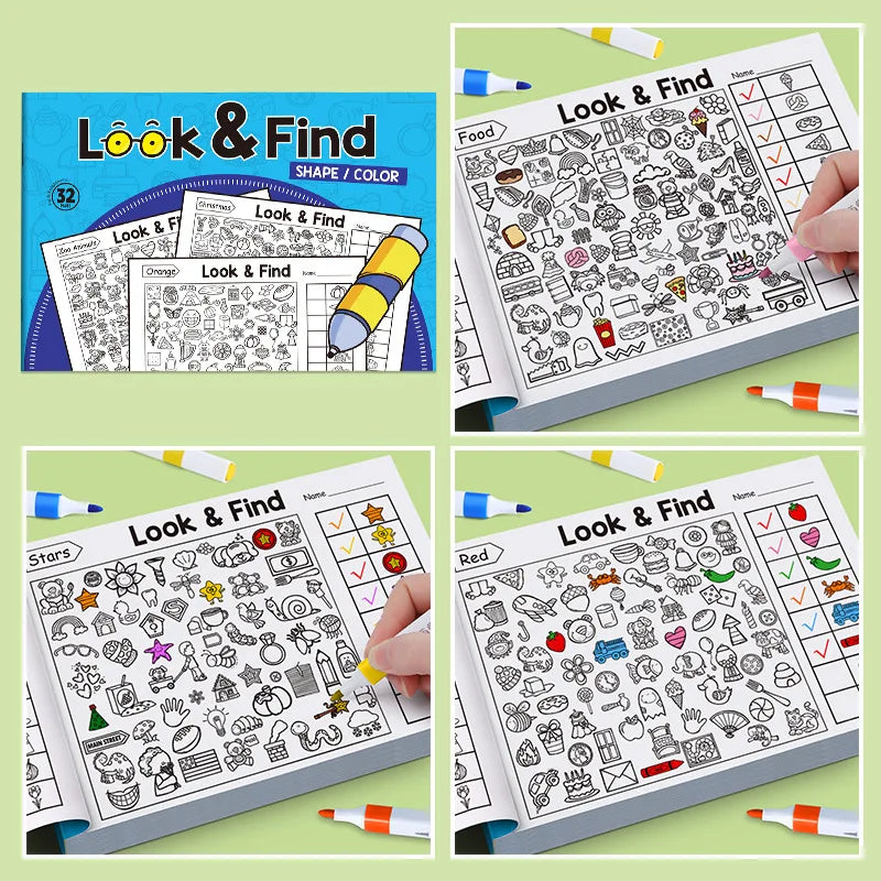 32-Page Hidden Object Coloring Book for Kids