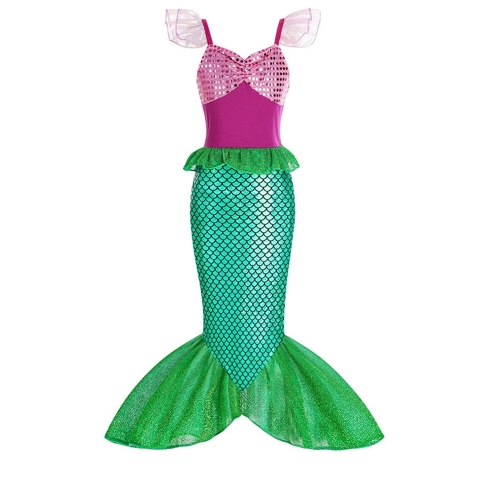 Kids Ariel Mermaid Princess Costume Dress