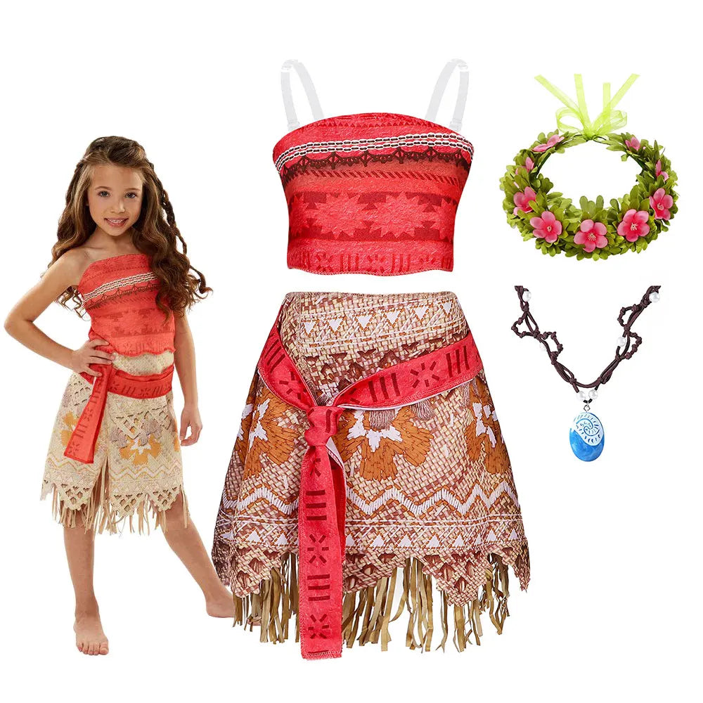 Girls Moana 2-Piece Princess Costume