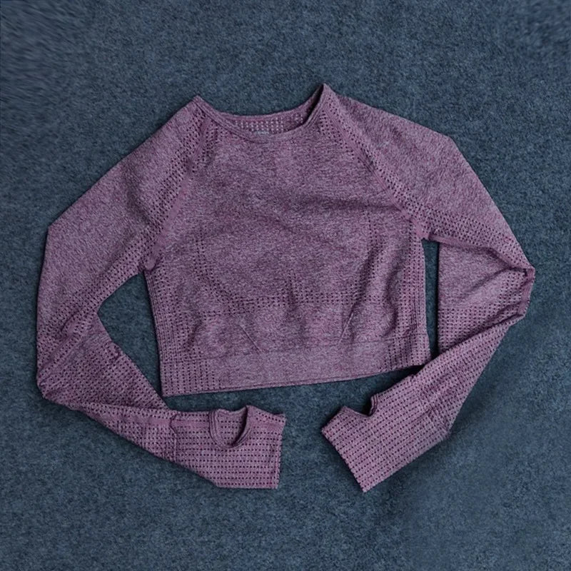 Women’s Long-Sleeve Crop Gym & Yoga Top
