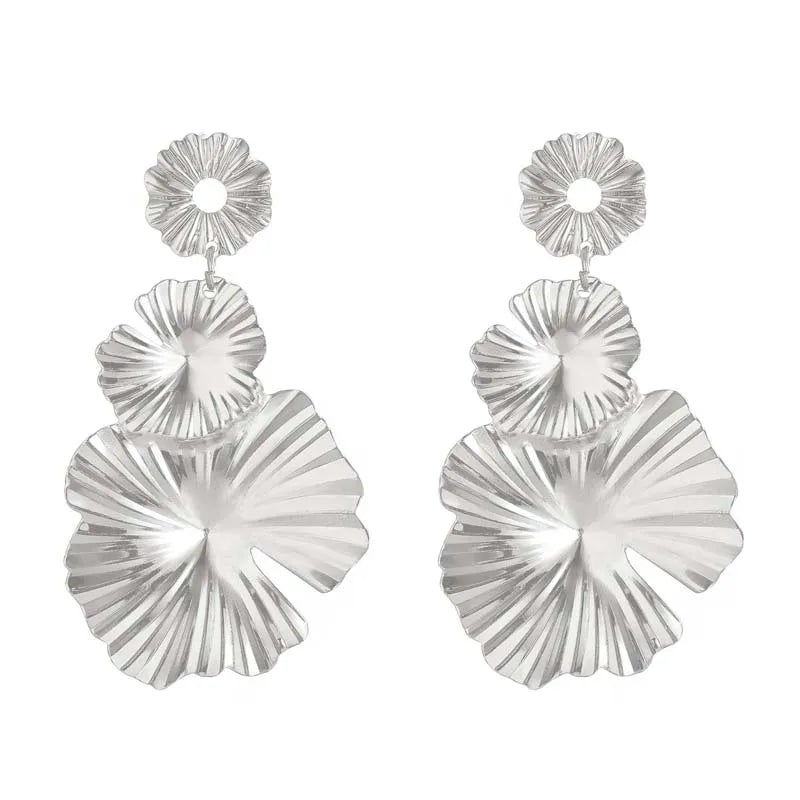 Gold Leaf Geometric Drop Earrings