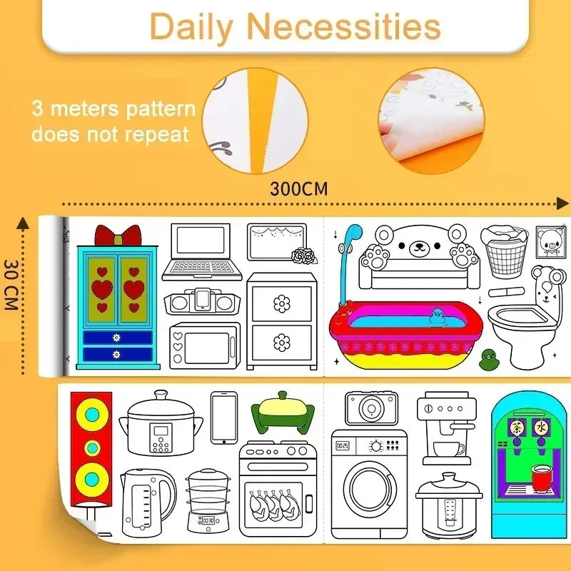 Kids Reusable Drawing Roll – 3 m Coloring Paper