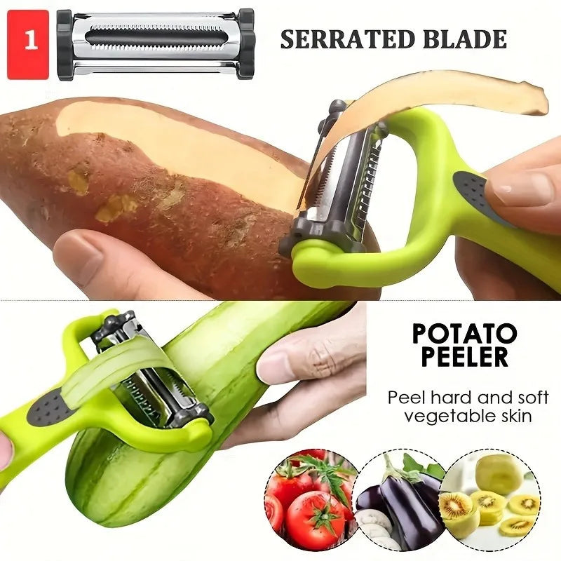 3-in-1 Fruit & Vegetable Peeler, Grater & Shredder