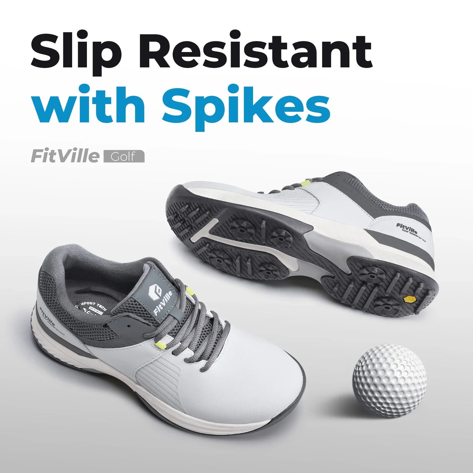 FitVille Wide Water-Resistant Men’s Golf Shoes
