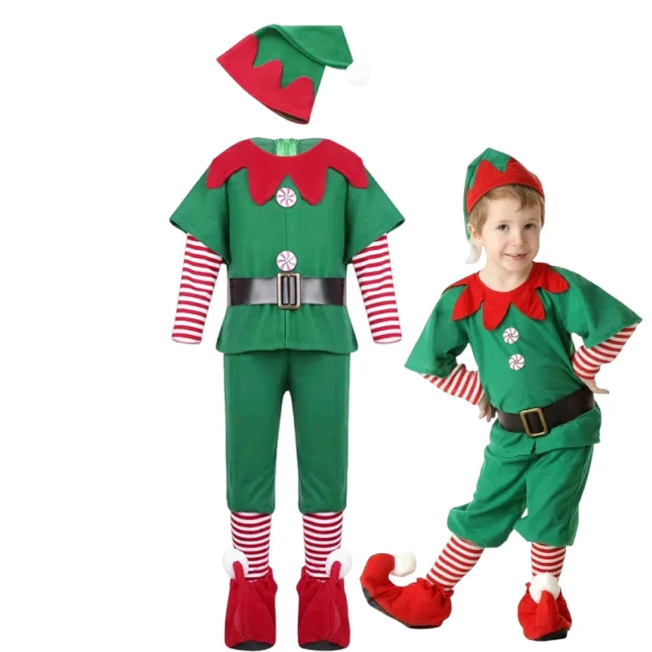 Kids Christmas Elf Costume Set