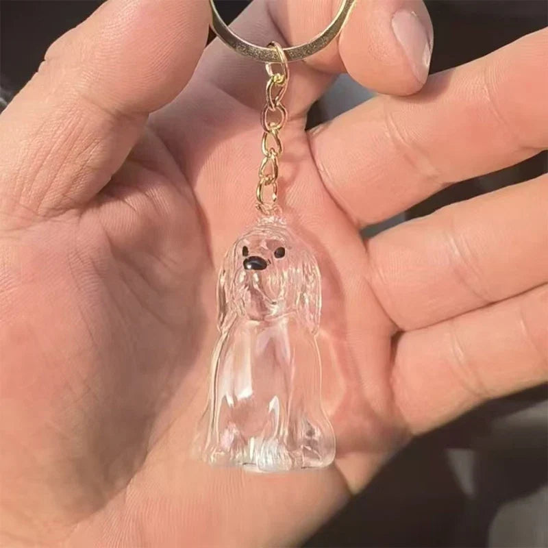 Clear Pet Fur Display Capsule Keychain