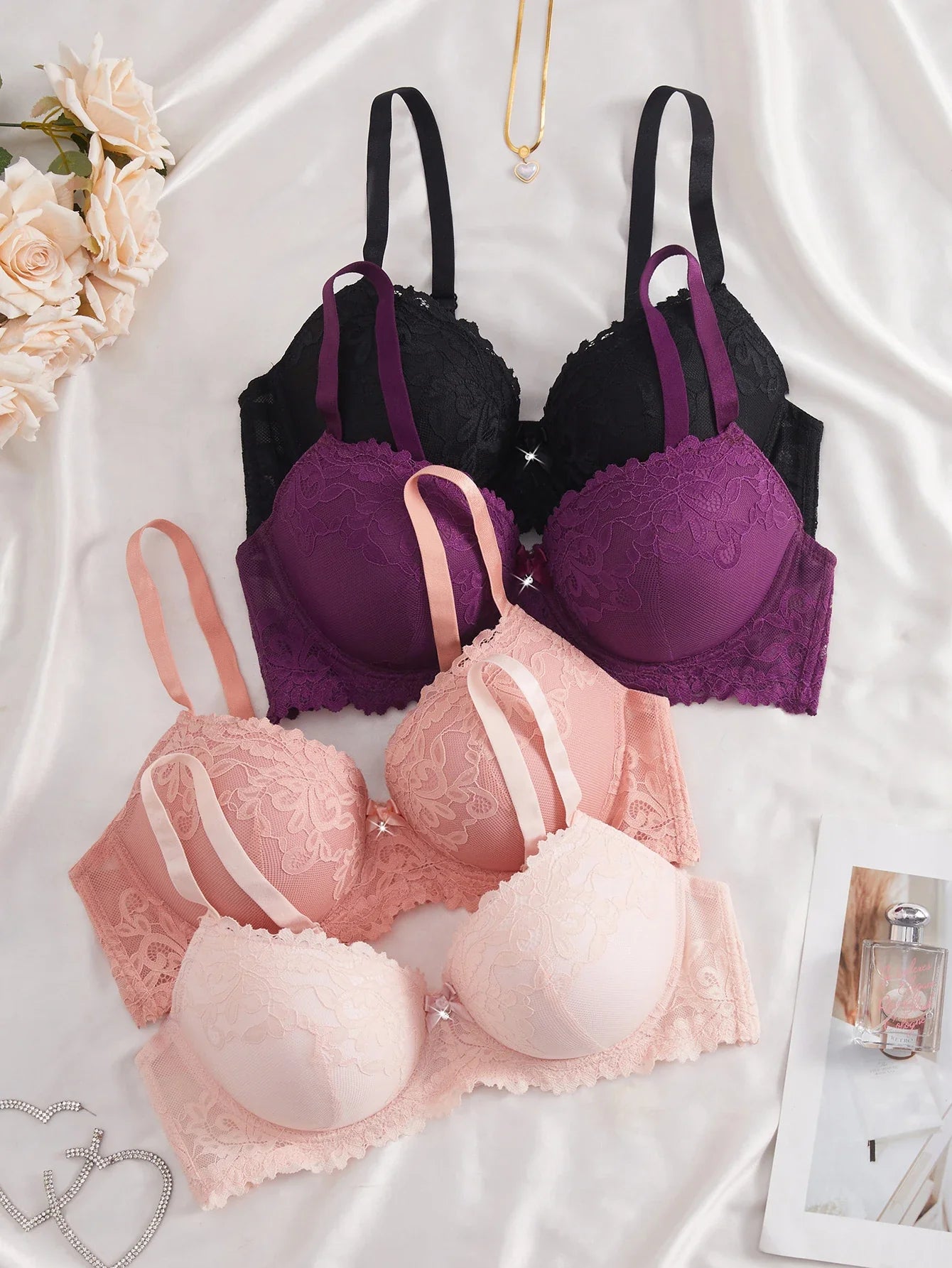 4-Piece Plus-Size Lace Bra Set