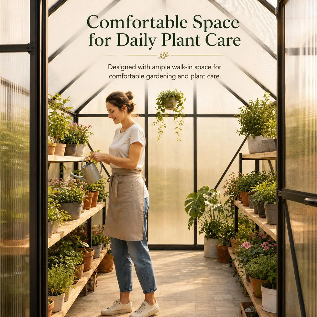 6×8 ft Walk-In Polycarbonate Greenhouse