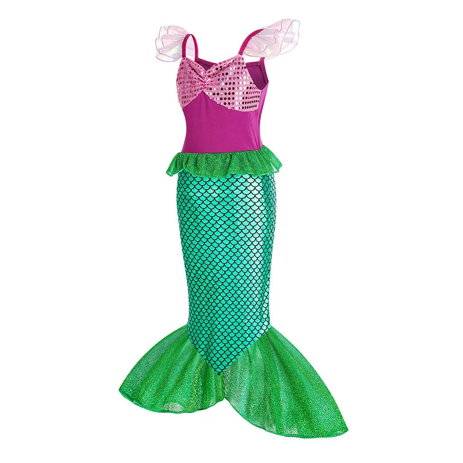 Kids Ariel Mermaid Princess Costume Dress