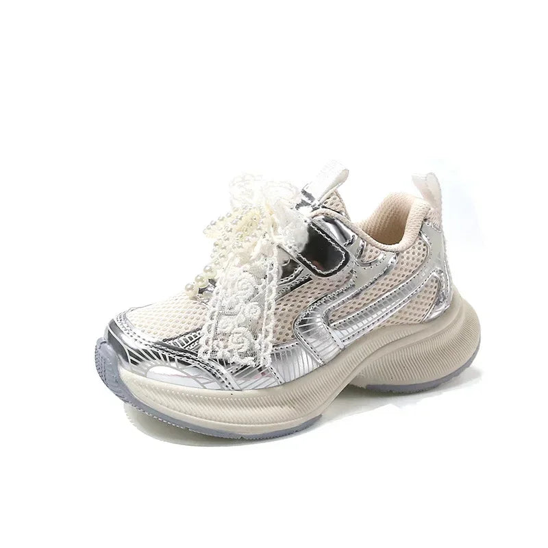 Girls Bow Mesh Sneakers