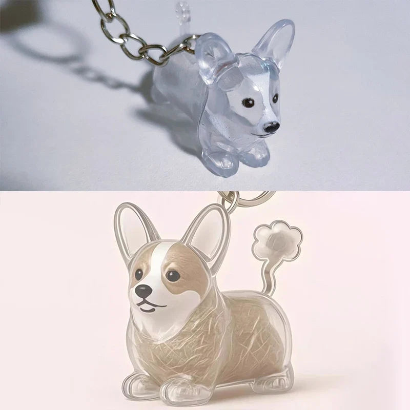 Clear Pet Fur Display Capsule Keychain