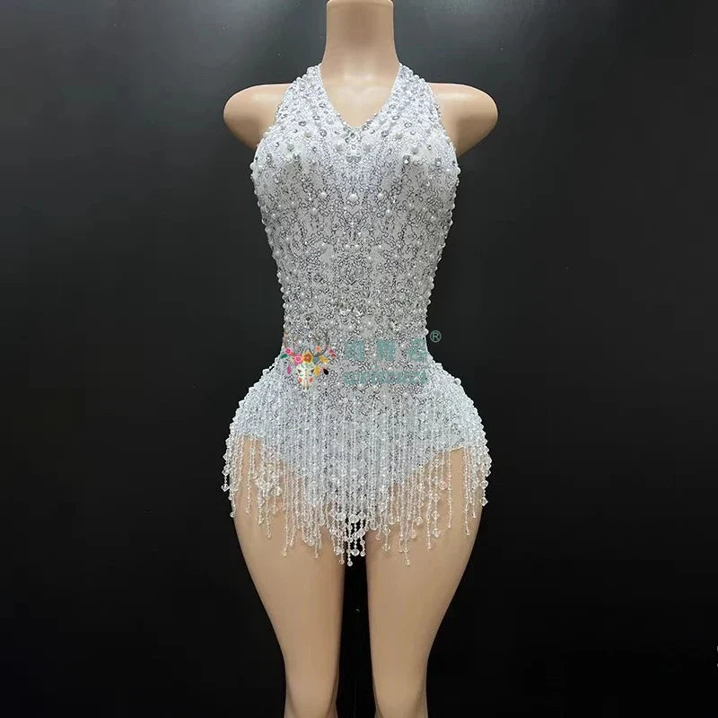 Stardust Rhinestone Tassel Dance Dress