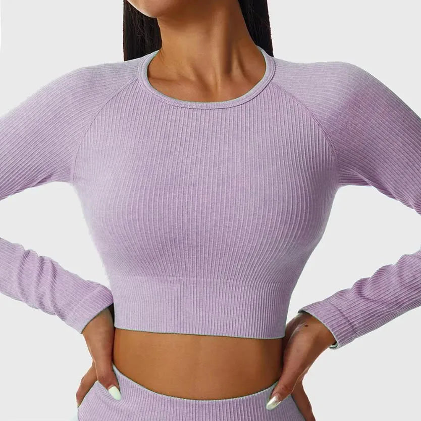 Women’s Long-Sleeve Crop Gym & Yoga Top