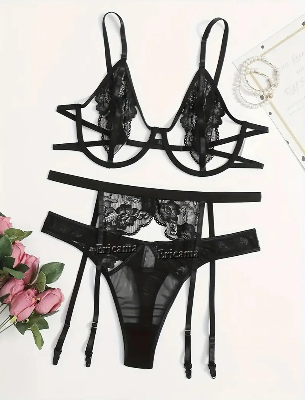 Lace Garter Lingerie Set with Choker