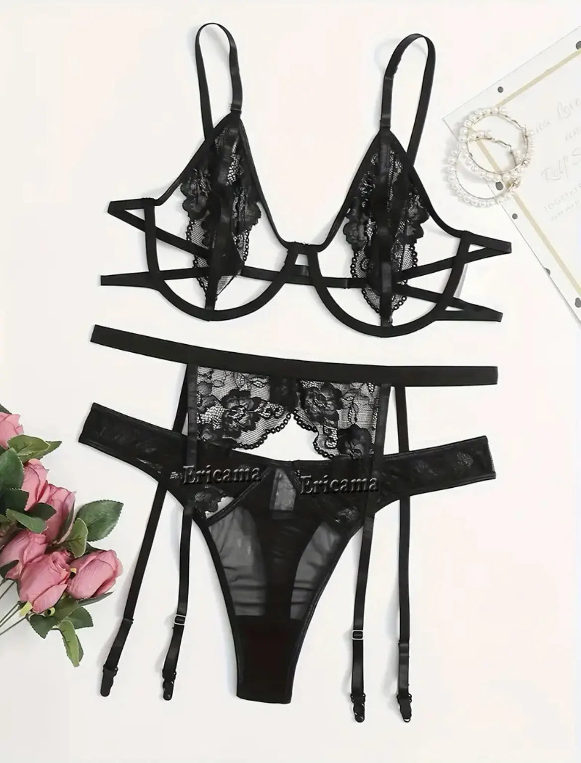Lace Garter Lingerie Set with Choker