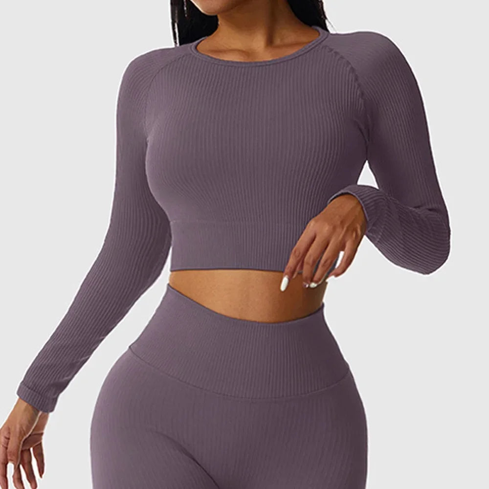 Women’s Long-Sleeve Crop Gym & Yoga Top