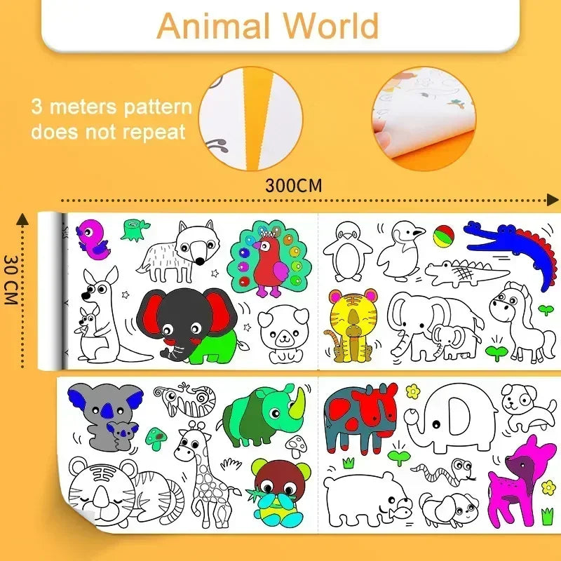 Kids Reusable Drawing Roll – 3 m Coloring Paper