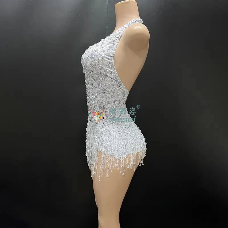 Stardust Rhinestone Tassel Dance Dress