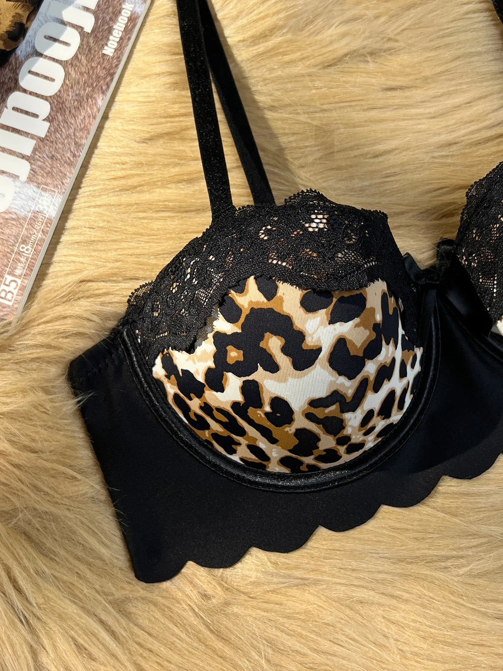 Leopard Lace Underwire Push-Up Bra