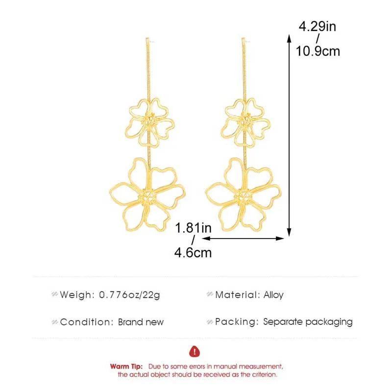 Gold Leaf Geometric Drop Earrings
