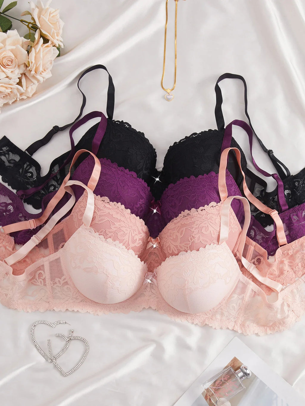 4-Piece Plus-Size Lace Bra Set