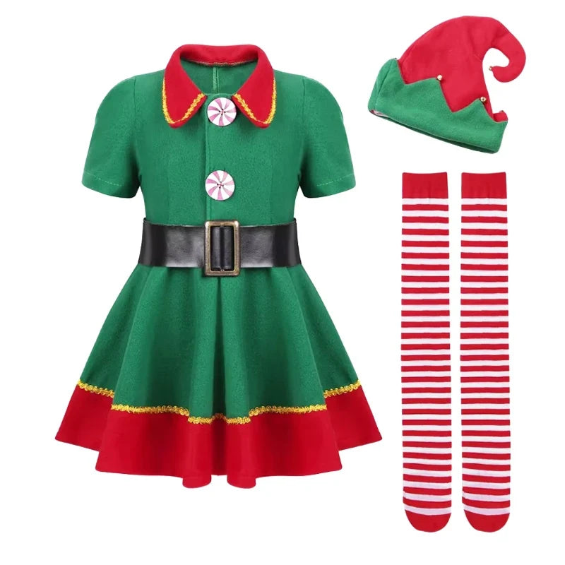 Kids Christmas Elf Costume Set