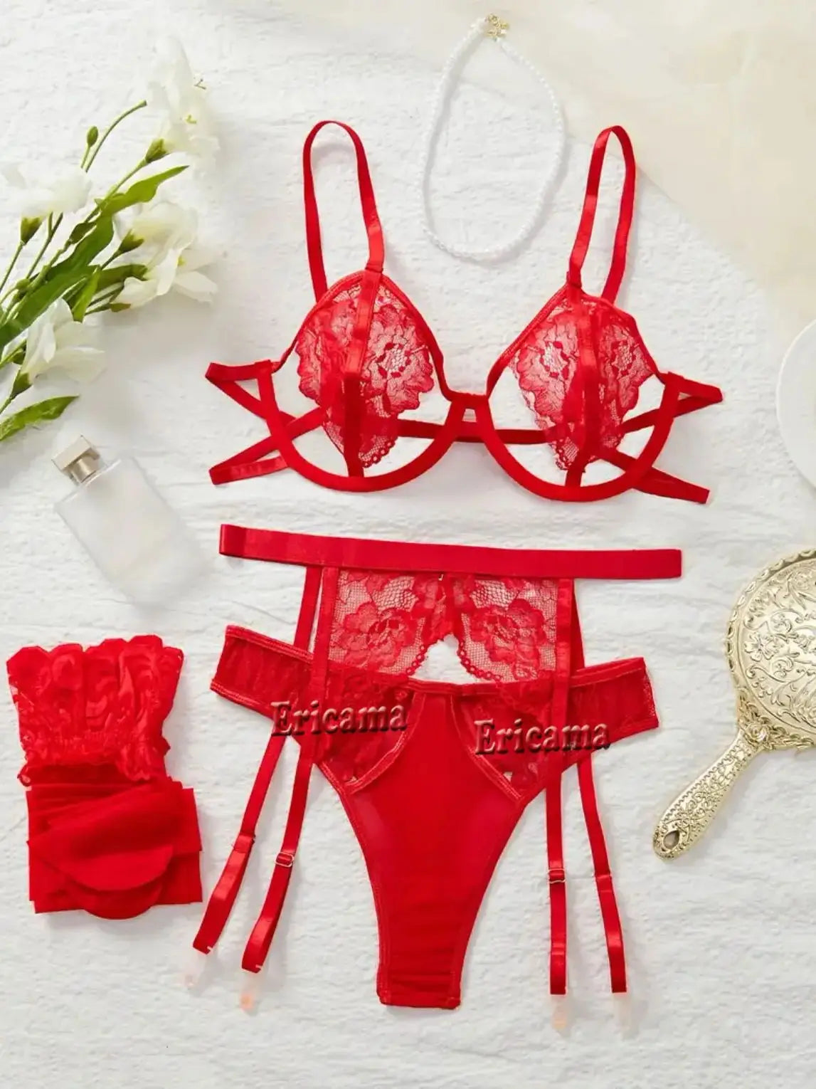 Lace Garter Lingerie Set with Choker