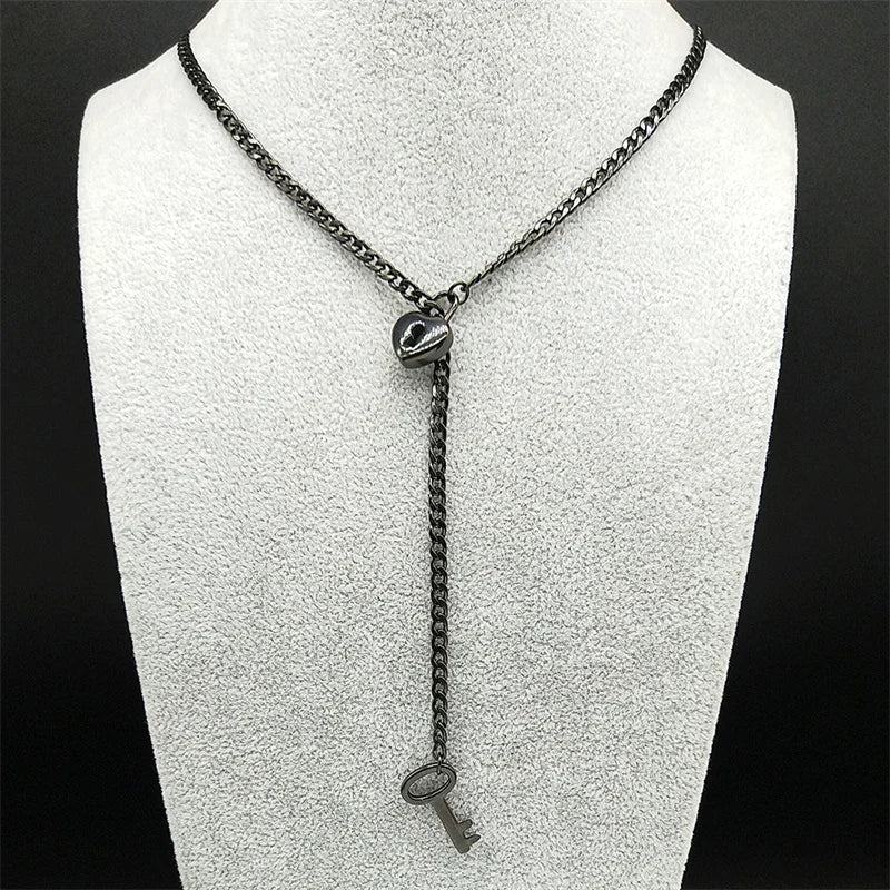 Stainless Steel Heart O-Ring Y Necklace