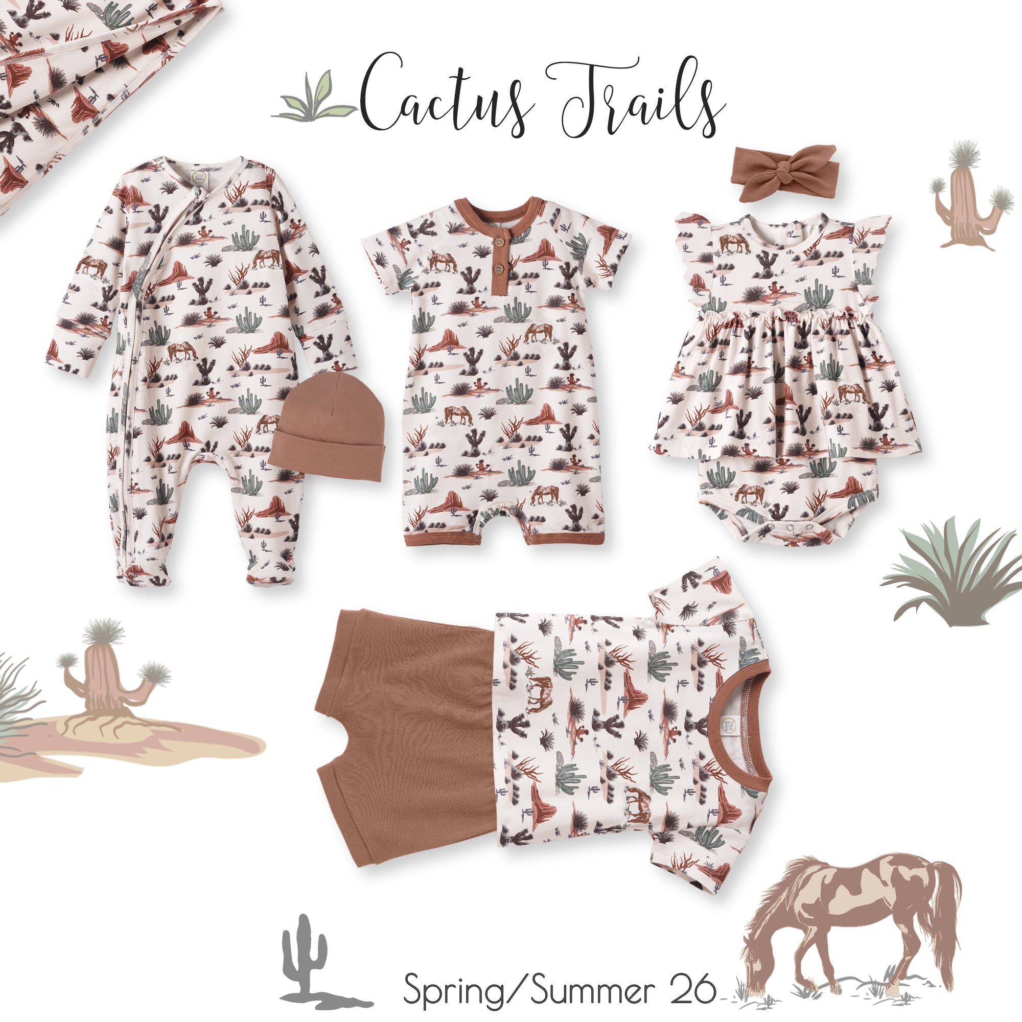 Cactus Trails Bamboo Baby Shorty Romper – product view 3