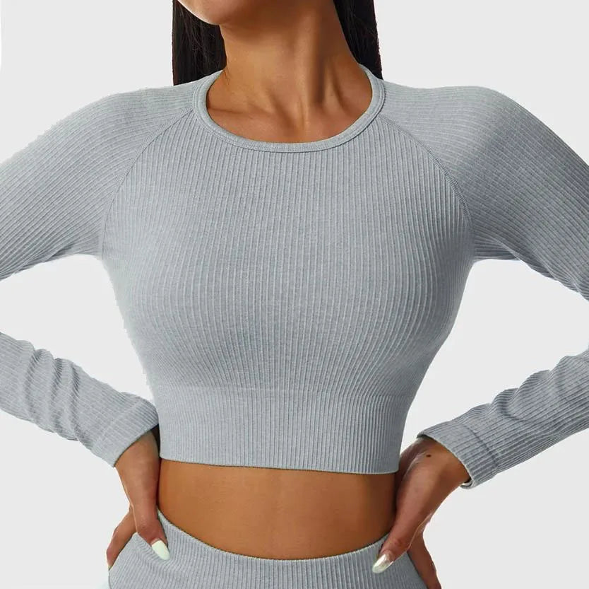 Women’s Long-Sleeve Crop Gym & Yoga Top