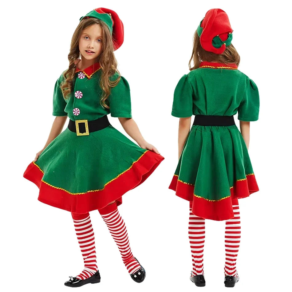 Kids Christmas Elf Costume Set